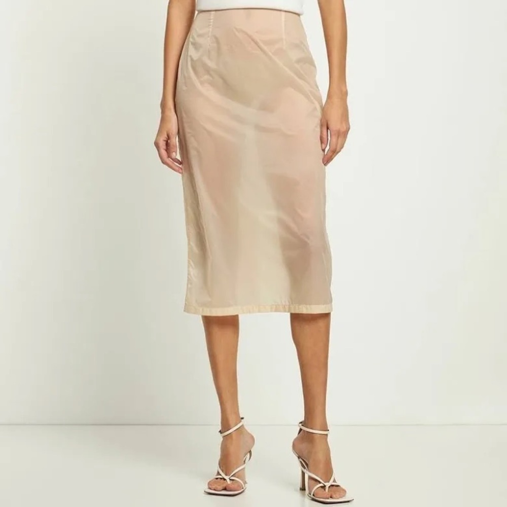 Maison Margiela Sheer Pencil Skirt Cream Midi Length Neutral Womens